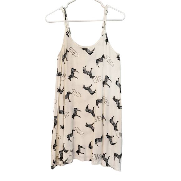 Forever 21 XXI Zebra Black White All over Print Lightweight Mini Dress Women's M - Picture 1 of 5